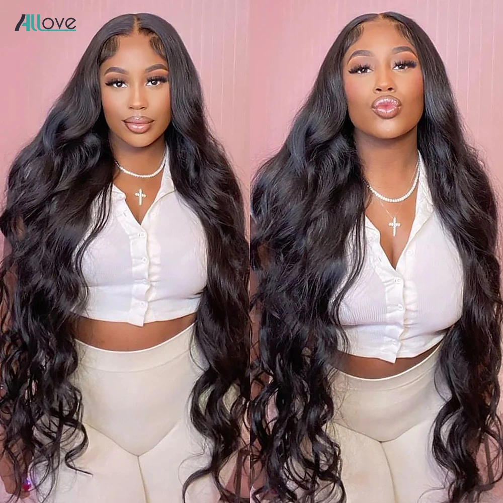 Allove Glueless 30 40 Inch Human Hair Wig 13x4 Body Wave Lace Front Wig 250 Density HD Transparent Brazilian Lace Closure Wigs