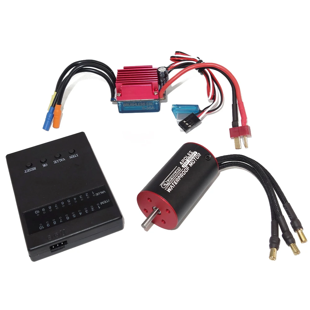 

Quanum 2047 3000KV Waterproof Brushless Motor 35A Brushless ESC w/ Programmer Card for 1/18 & 1/16 RC Car