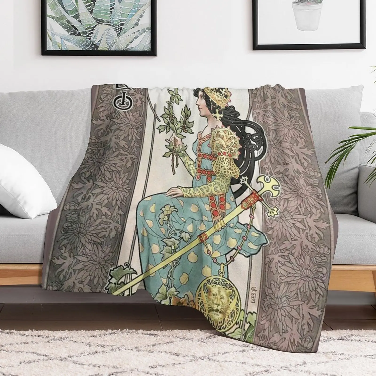 HD. Июль - Календарь Gaspar Camps (1902) ВЫСОКОЕ РАЗДЕЛИЯ Плед Диван Одеяло Фланелевые