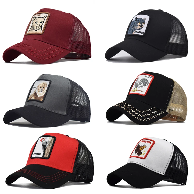 

Embroidery Animals Baseball Cap for Men Mesh Cotton Patchwork Summer Men Caps Outdoor Snapback Trucker Hats