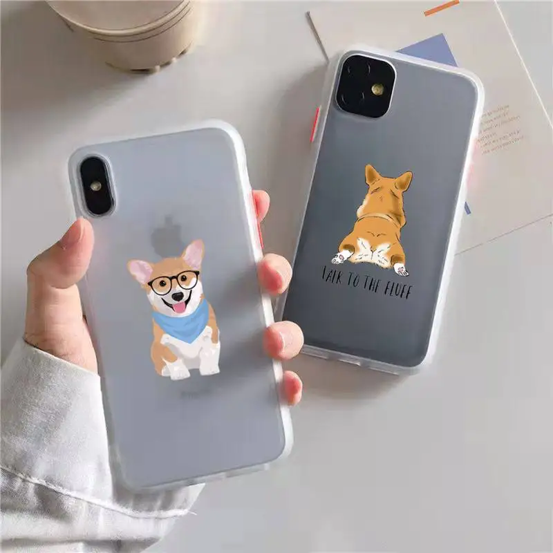 

Lovely cartoon dog Corgi animal Phone Case matte transparent For iphone 7 8 11 12 13 plus mini x xs xr pro max cover