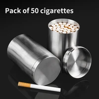 stainless steel cigarette case 50 large capacity cigarette cans mens cigarette box tobacco can moisturizing sealed storage can