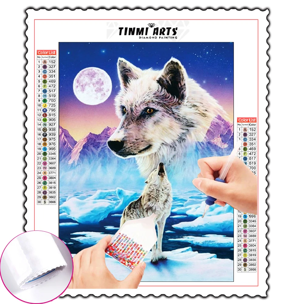 

5D DIY Diamond Painting Kits Animal Cross Stitch Diamond Embroidery Wolf Full Round With AB Drill Mosaic Full Layout Crafts Kit