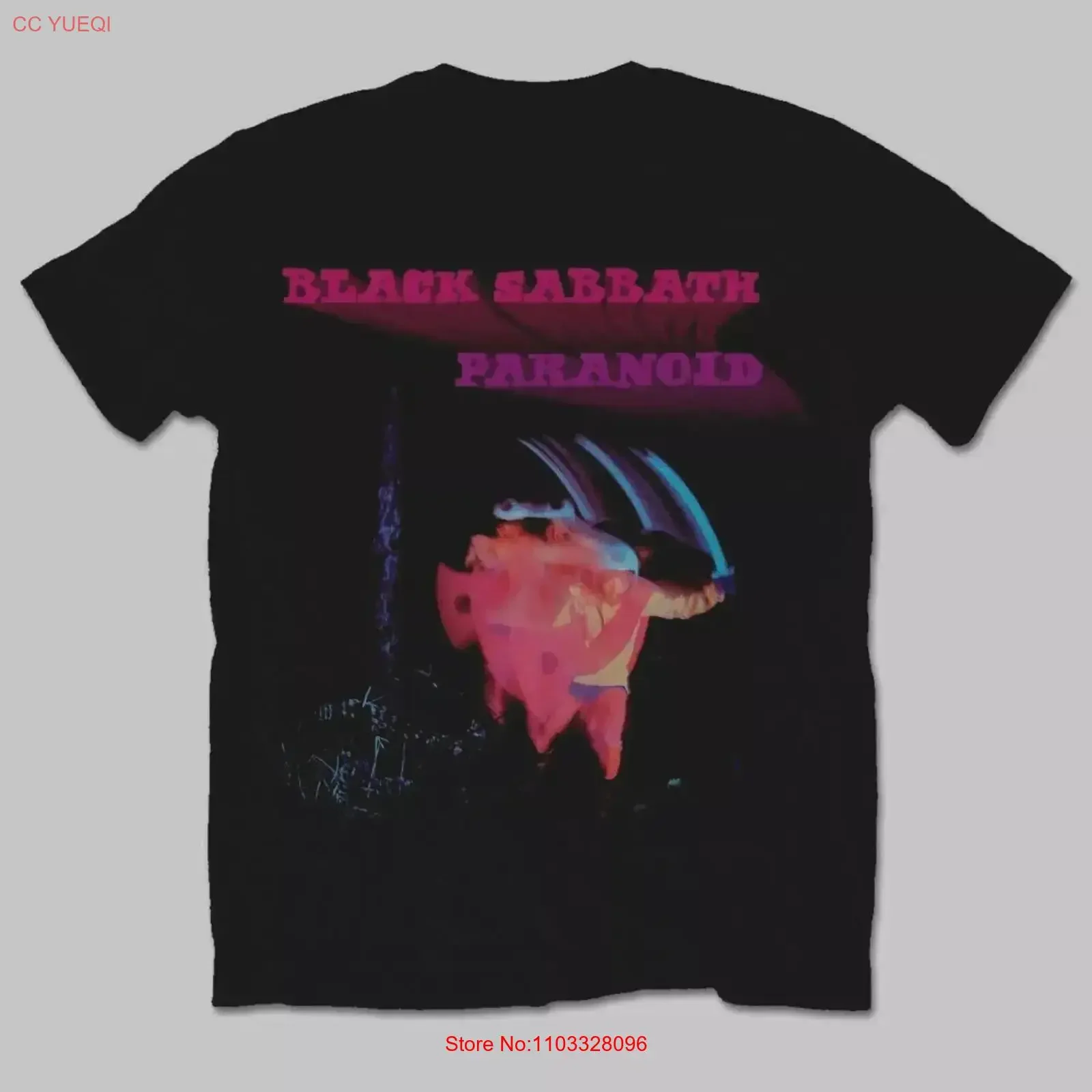 Фото Футболка Classic Rock Paranoid, все размеры S-5XL, ХИТ ПРОДАЖ, винтажная, с эффектом потертости, унисекс, слегка универсальная, повседневная, с графическим принтом, комфортная. №1