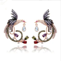 grier kk luxury unique phoenix earring natural multicolor zircon for women 585 rose gold wedding earrings quality fine jewely