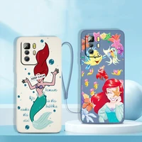 disney the little mermaid phone case for xiaomi redmi note 11 11s 11t 10s 10 9s 9t 9 8t 8 pro plus 7 5g liquid rope cover
