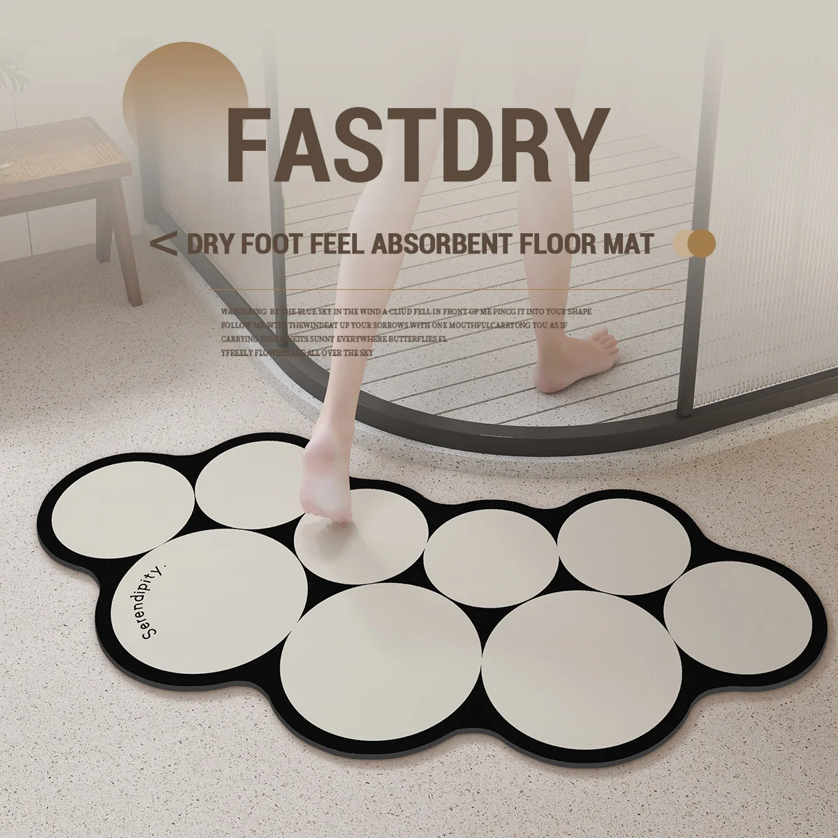 Коврик для ванной Diatomite Быстросохнущий нескользящий коврик душа хорошо