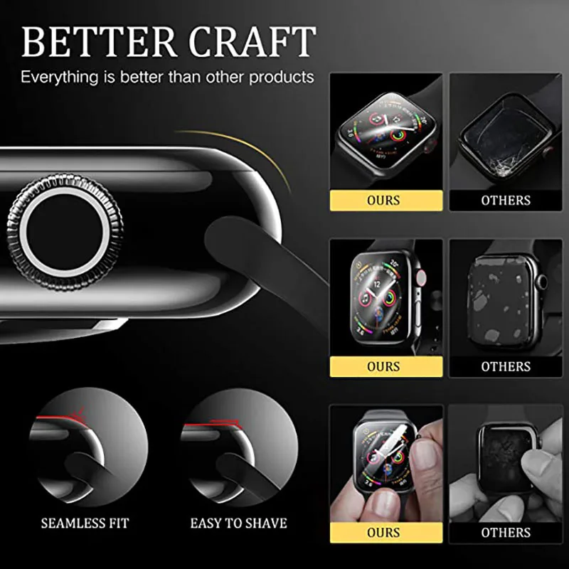 waterproof full screen protector for apple watch 38mm 40mm 42mm 44mm 41mm 45mm soft tempered glass film for iwatch 76se543 free global shipping
