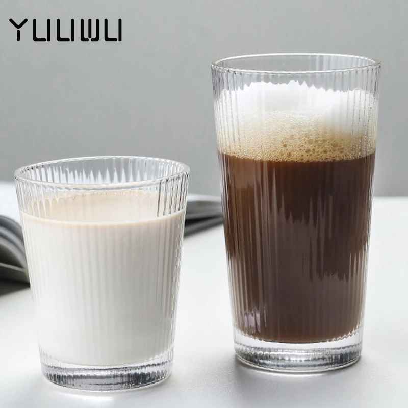 Ins Style Cafe American Latte Iced Coffee Cup Classic Retro Homehold Drinking Wine Cocktail Tea Striped Glass Tumbler