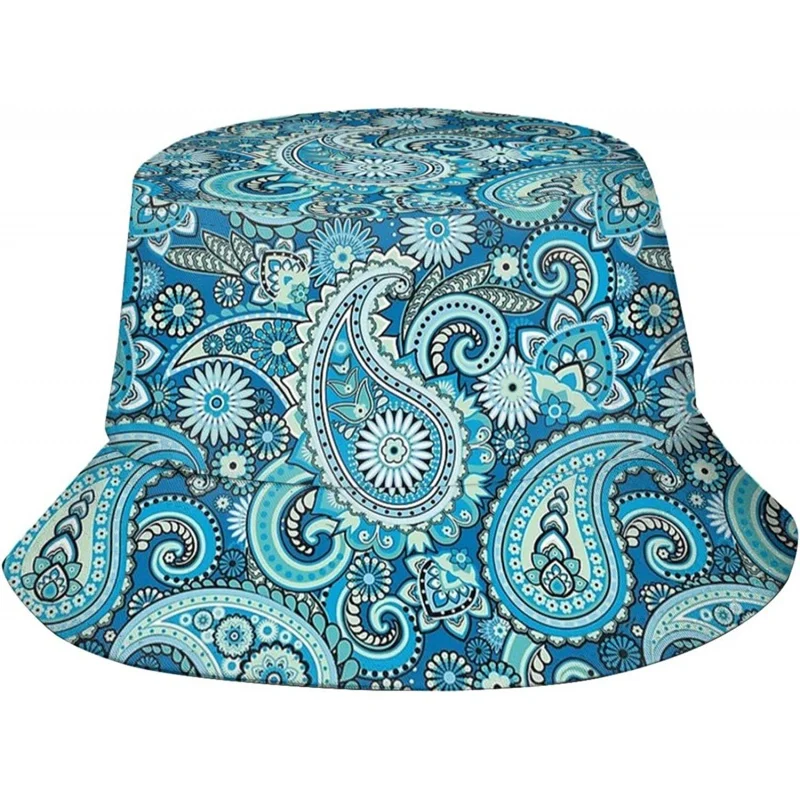 Bandana Bucket Hats For Women Floral Print Fashion Skateboard Black White  Blue Fishing Hats Hip Hop Swag hip hop Sun hat Men