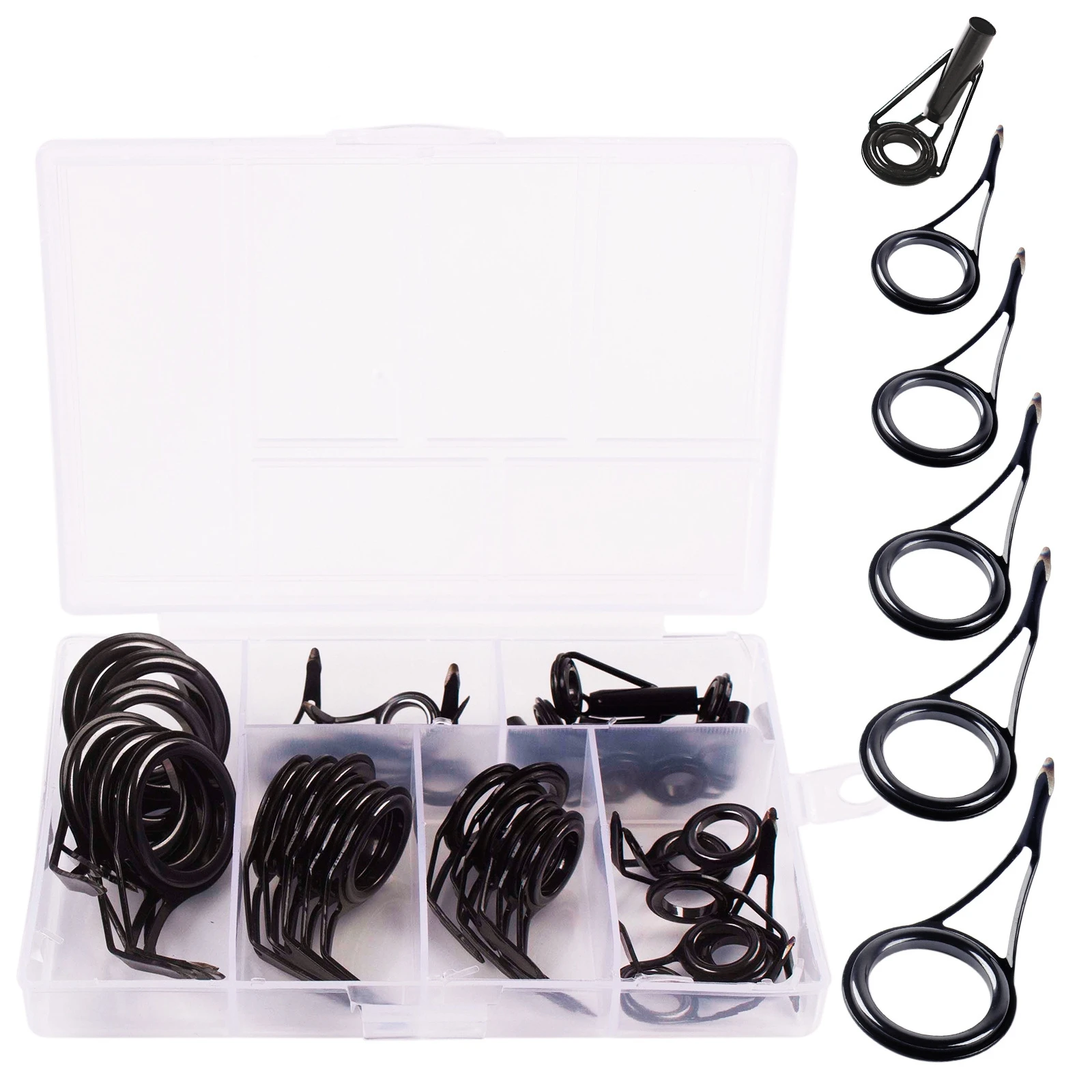 Черное Направляющее Кольцо С Одной Ножкой В Коробке 35 Шт. Для Выравнивания Лески