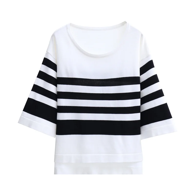 

2021 new sweater loose blouse striped women all-match GRAY22