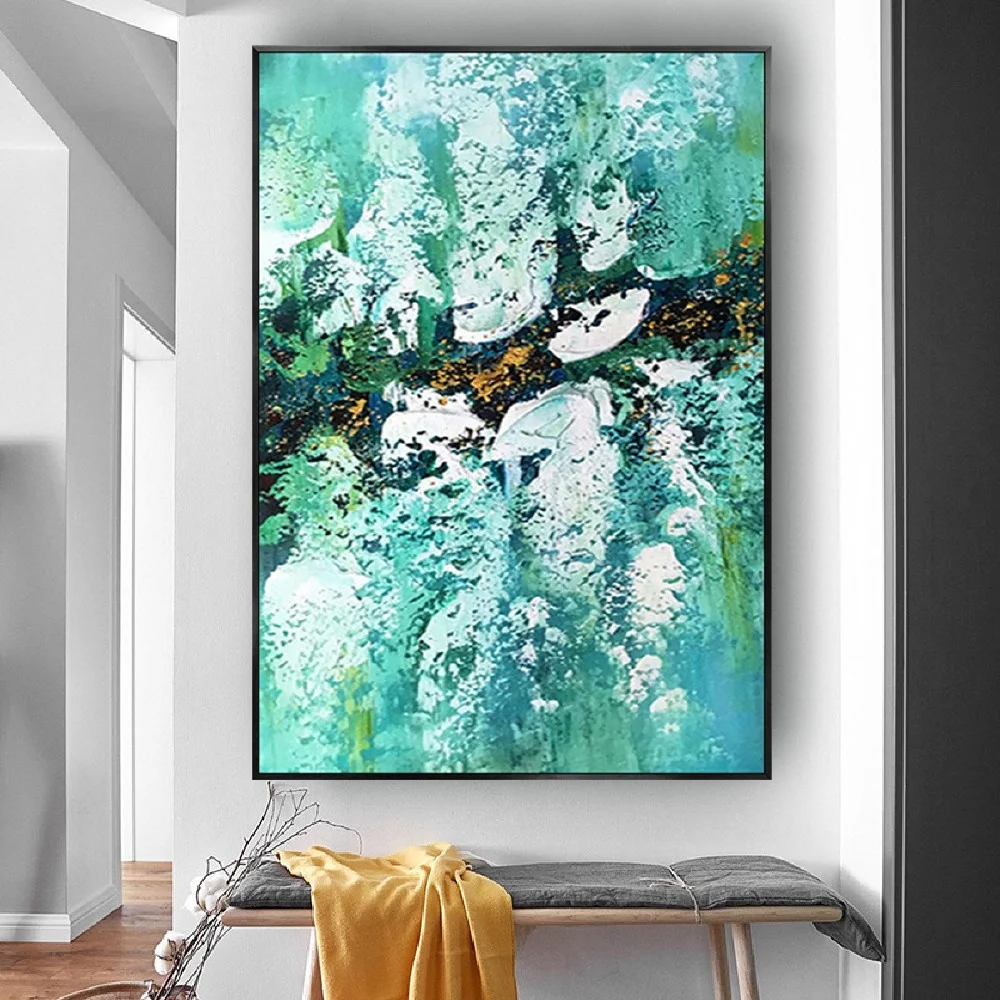 

Green Wall Art Handmade Oil Paintings On Canvas Modern Home Living Room Wall Decor No Framed