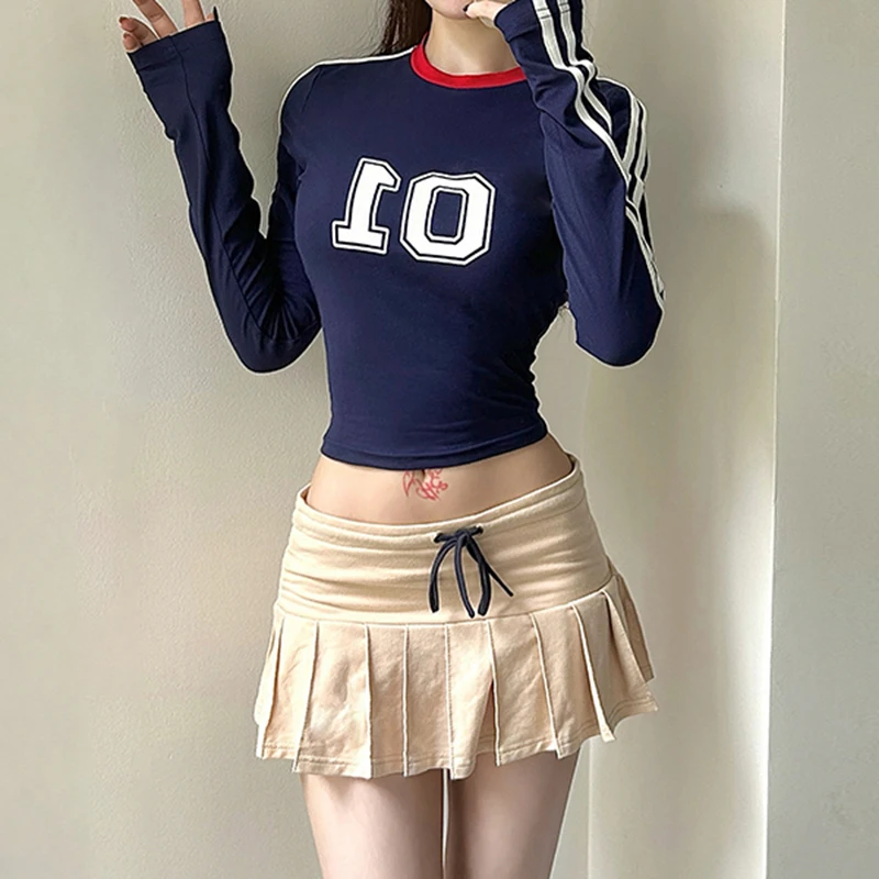 IAMHOTTY Женский Облегающий Топ С Длинными Рукавами Укороченная Футболка