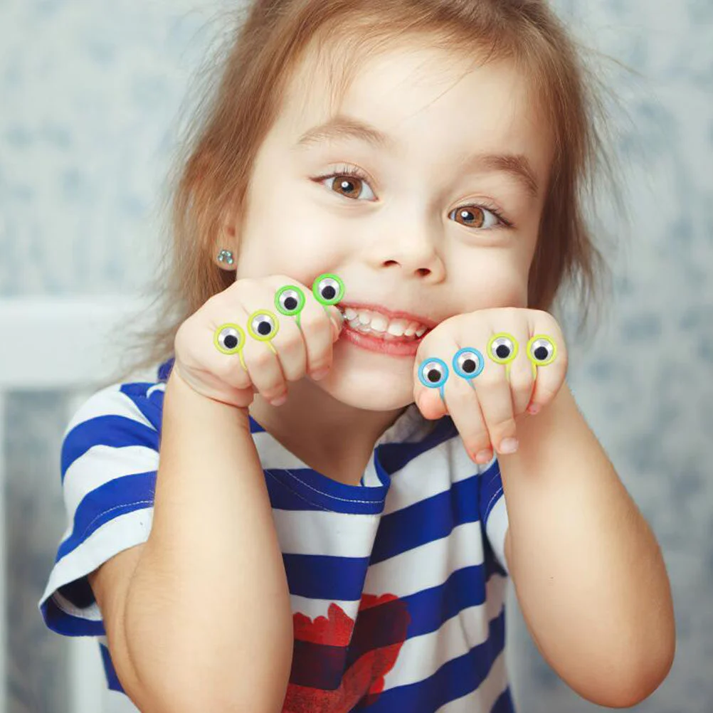 

24 Pcs Kids Eyeball Finger Puppet Presents Candy Bag Plastic Ring Toy Child Toys