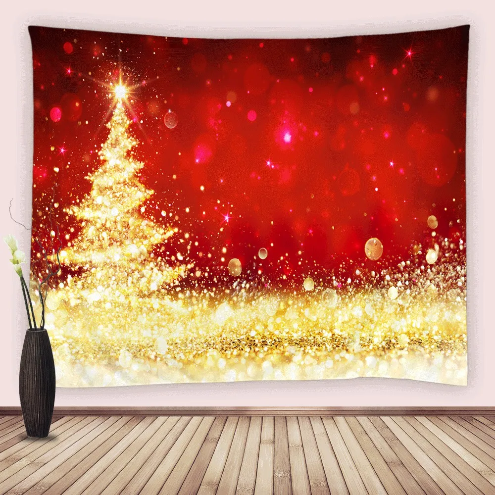 

Merry Christmas Tapestries Wall Hanging Red Elk Xmas Santa Winter Holiday Tapestry for Home Living Room Bedroom Dorm Home Decor