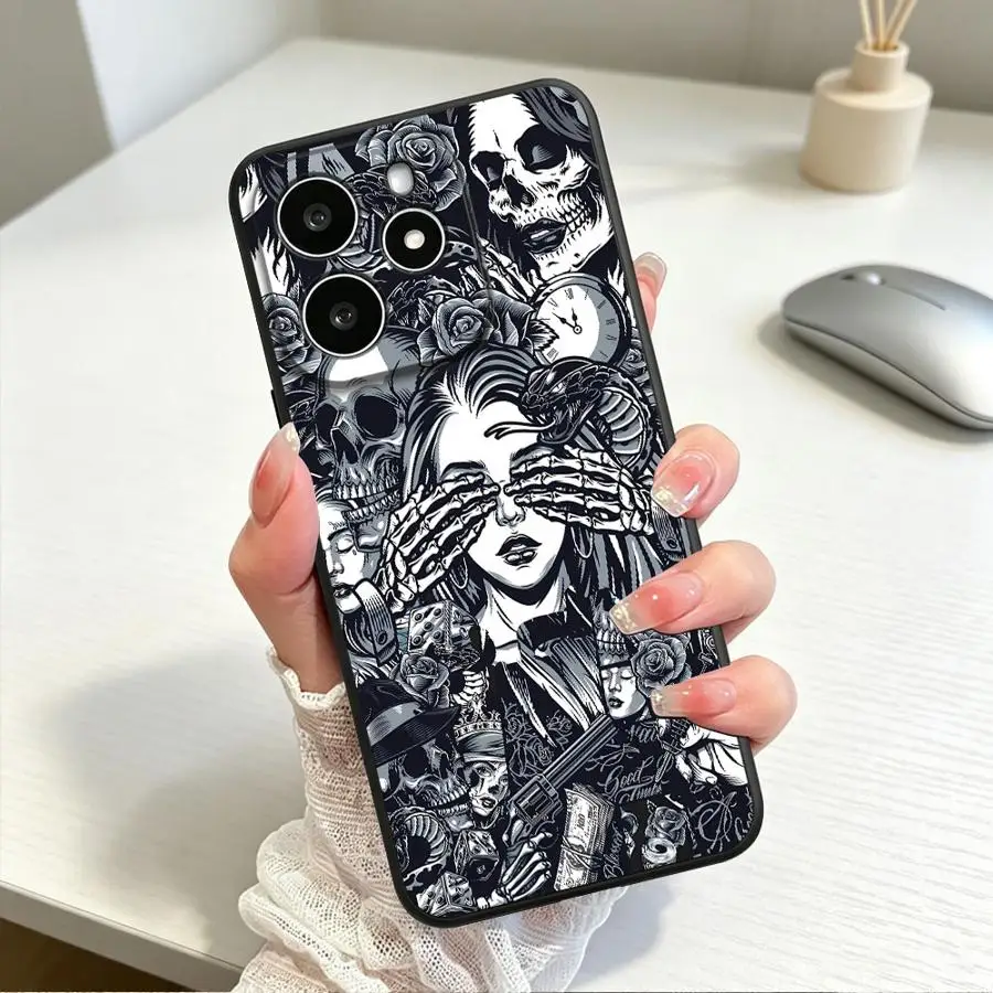 Чехол для Xiaomi Redmi Note 15 12 11 10 K80 A4 A5 A3 9 8 7 A1 12C 13C 14C 14 13 Pro Plus, чехол для телефона A1 A2 K40 с рисунком черепа, розы и змеи (art.: 3920dbcf0e1ea) - 3920dbcf0e1ea