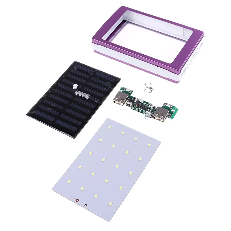 

Cover Power Bank DIY 5pcs 18650 Solar Power Bank Case Box Dual USB Kit Phone Charger With Flashlight （Not Battery）