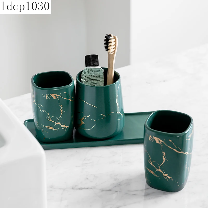 

Аксессуары для ванной комнаты, бытовой мраморный керамический поднос, чашка для полоскания рта, бутылка для лосьона, аксессуары для украшен...