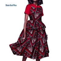 new bazin riche dress vestido cotton african wax print dresses for women ruffled double lace african design clothing wy8847