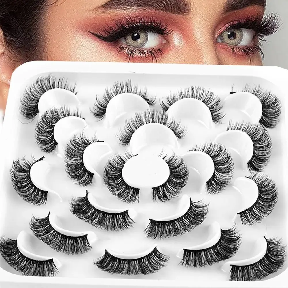 

10Pairs Russian Strip Lashes Manga Cosplay Eyelashes Anime D Curl Wispy Cotton Band False Eyelashes Faux Mink Lashes Extensions