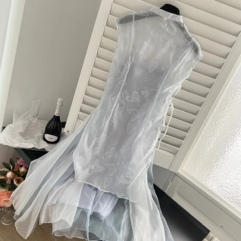 Новое платье в китайском стиле ретро лето новый шикарный дизайн длинное модное