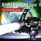 Новый XHP199 самый мощный светодиодный налобный фонарь XHP90 высокомощный налобный фонарик Usb перезаряжаемый налобный фонарь 18650 рыболовный налобный фонарь