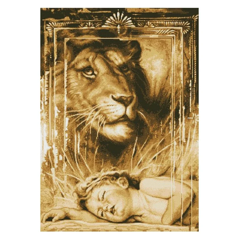 Набор для вышивки крестиком Amishop Лев и малыш тигр чудовище высокое качество лидер