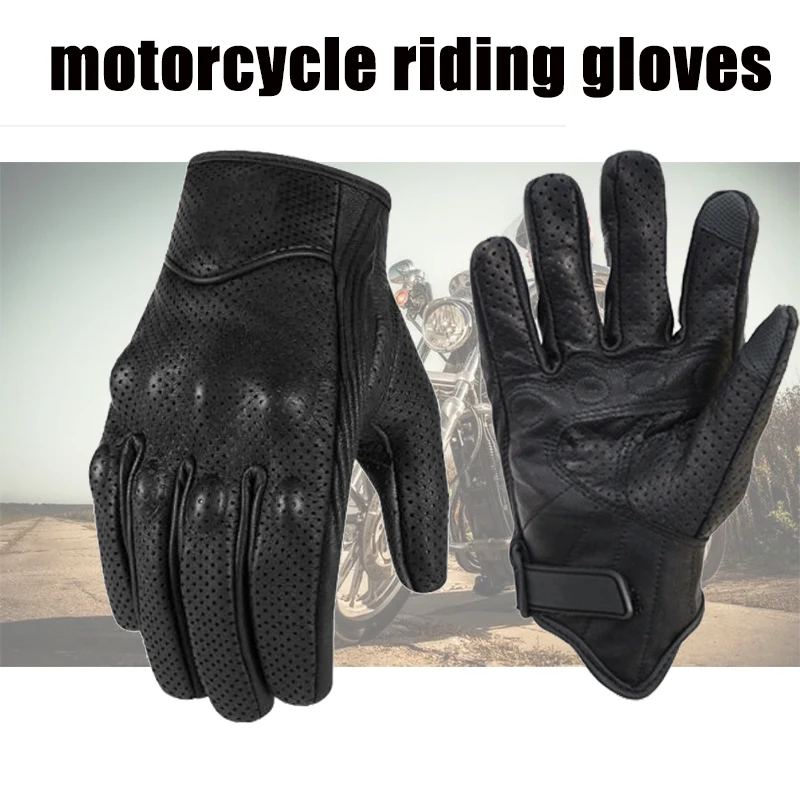 

Full Leather Motorcycle Gloves Racing Off-road Long Finger Gloves Riding Windproof Gloves Joint Protection Non-slip