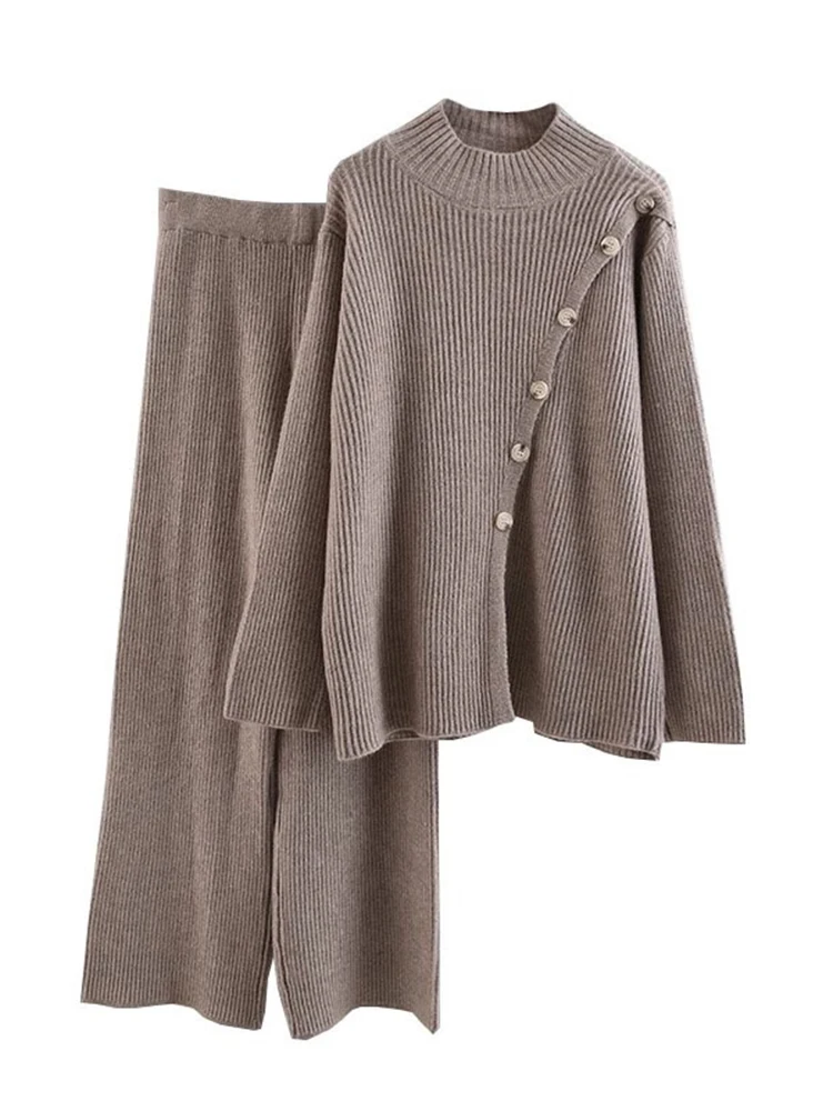 Женский трикотажный комплект из двух предметов пуловер с длинным рукавом и