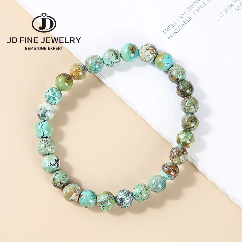 

JD Natural Stone Hubei Turquoise Colorful Beads Bracelet Women Fashion Energy Healing Polished Strand Bangles Wristband Jewelry