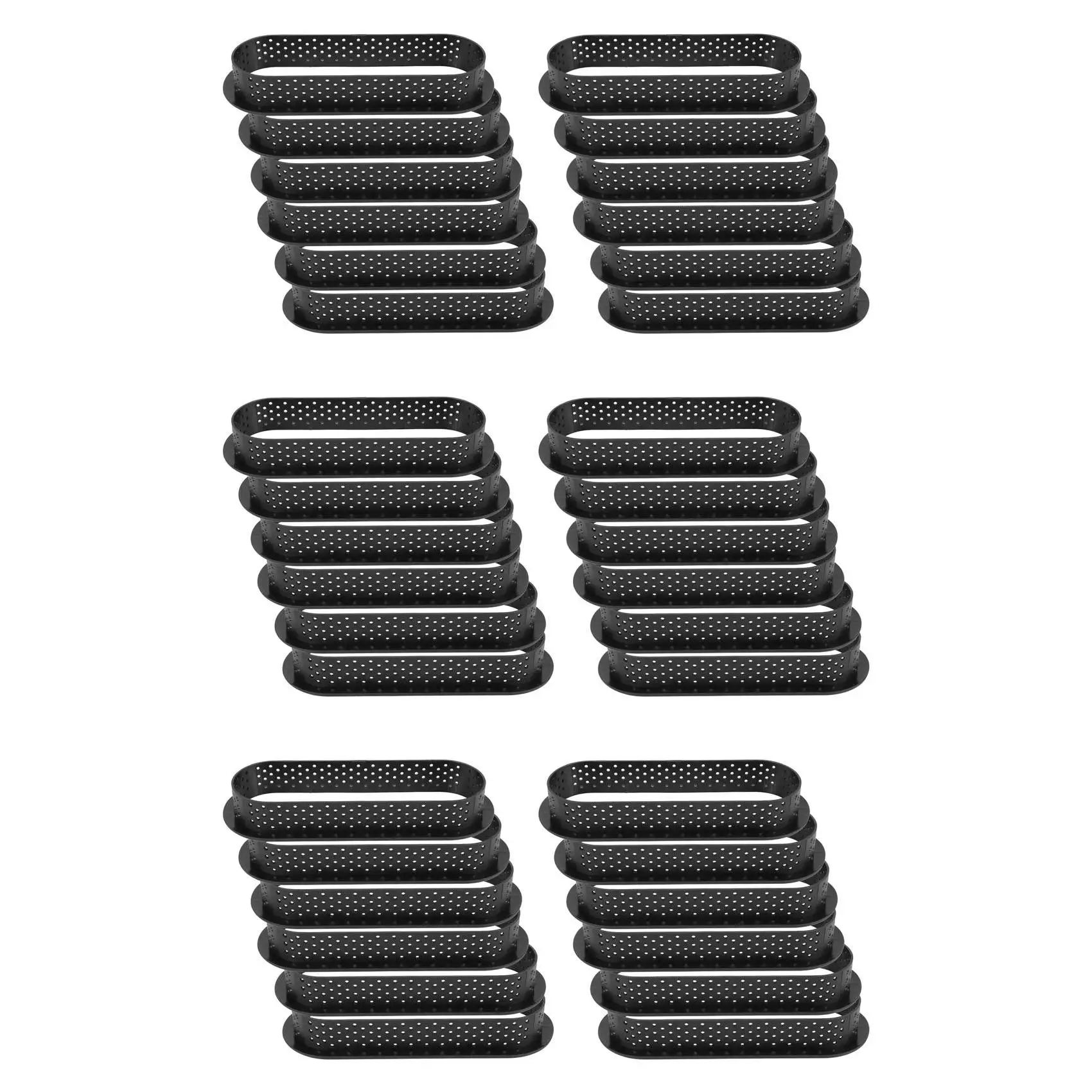 

36 Pieces Oval Tart Rings Heat-Resistant Perforated Cake Mousse Ring Non Stick Bakeware Tart Mini Cake Mold Cake Rings