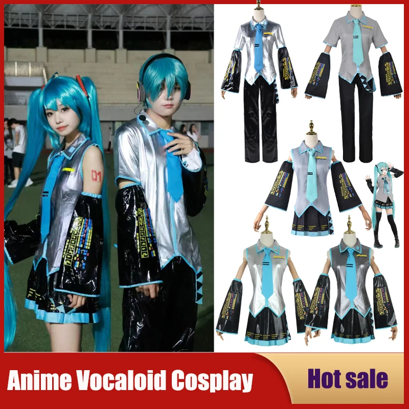 

Anime Vocaloid Cosplay Beginner Future Miku Female Outfits Costume Japan Midi Dress Halloween Party Male Cos Wig Fullset Clothes