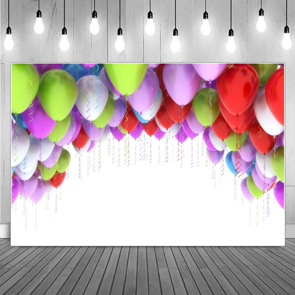 Enlarge Baby Arched Flying Balloons Door Birthday Party Decoration Photography Backdrops Custom Children Photoshoot Backgrounds Studio