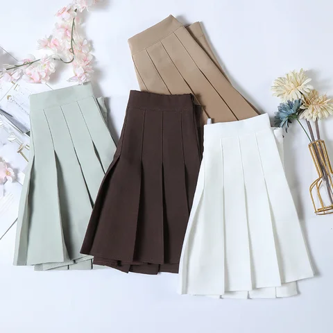 Women's Skirt 2022 Spring Korea Brown A Line High Waist Y2k Mini Short Summer Black Gothic Clothing Fairy Grunge Skirt For Girls