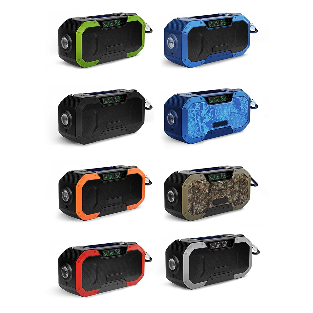 

Multifunctional Portable BT5.0 Speaker Hand Crank Solar Radio AM/FM Solar Hand Crank Radio Emergency Weather 5000mAh Power Bank