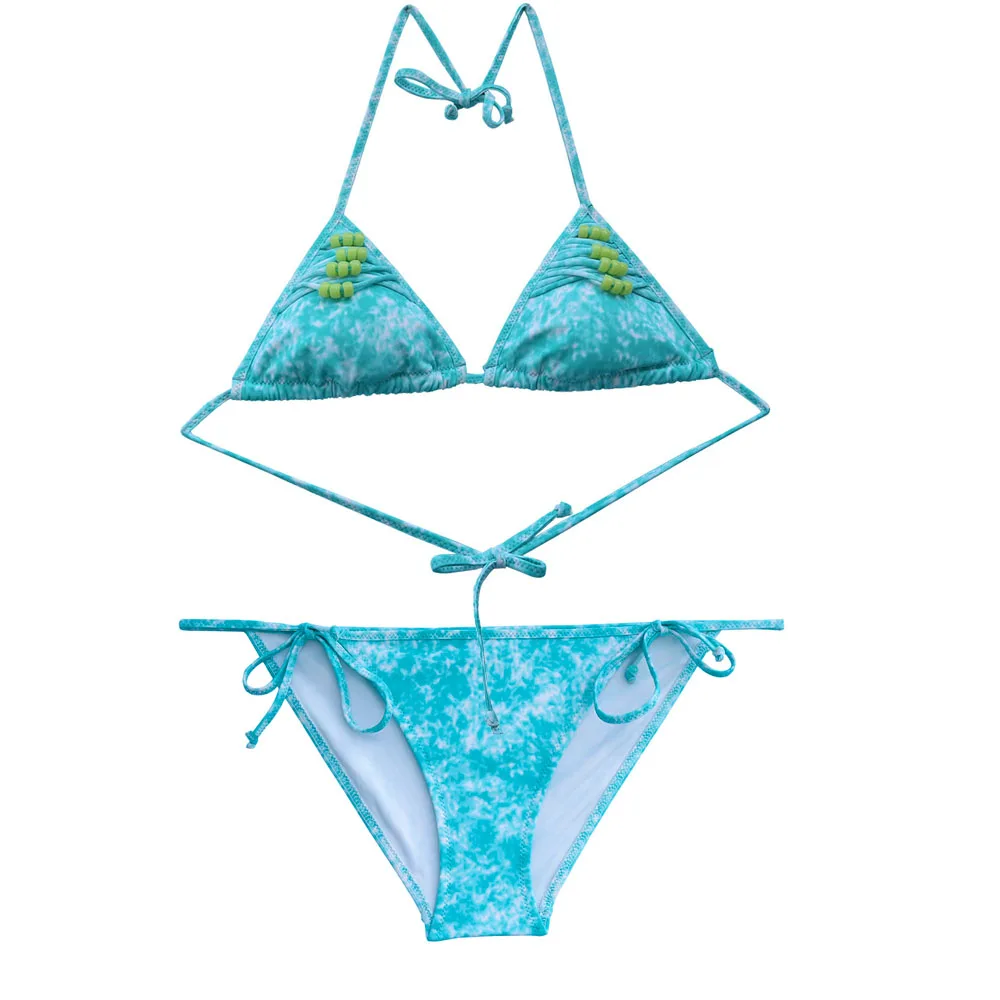 Женское бикини синий треугольный купальник с заниженной талией бразильские