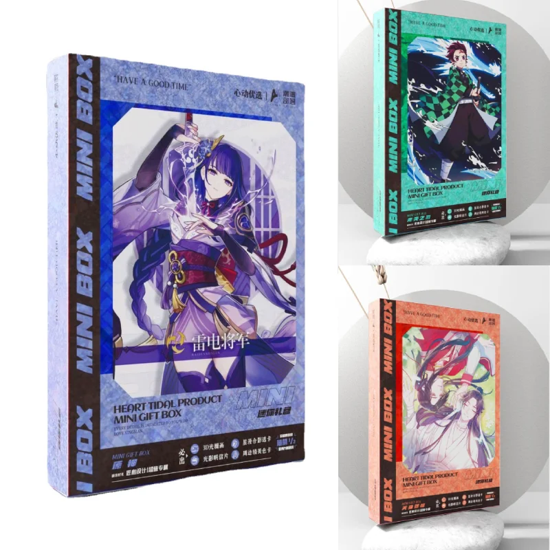 

Аниме Мини 3D Динамическая Подарочная коробка Genshin Impact Heaven Bless Demon Slayer Коллекция сумка в комплекте фоторамка открытка