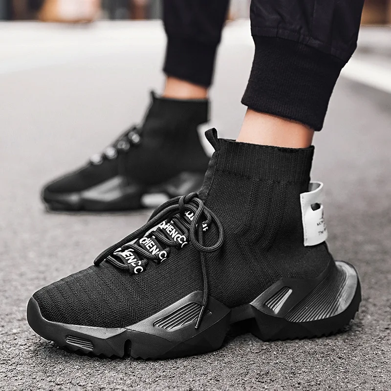 Spring Summer Fashion Black Men's Sock Sneakers Breathable Light Running Shoes Men High Comfortable Chunky Shoes Man Big Size 47