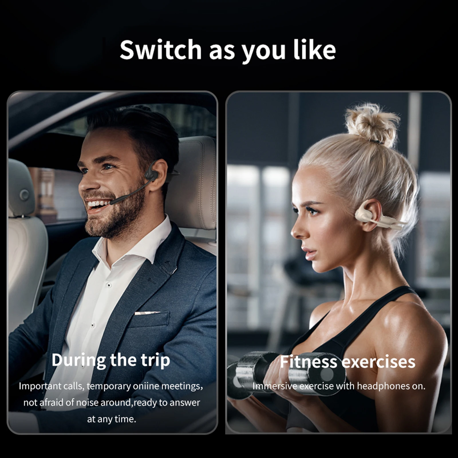 Фото 2026 SONY Наушники с костной проводимостью Bluetooth 5.3, открытые, с интеллектуальным шумоподавлением, с микрофоном, для бега и водителей. №5