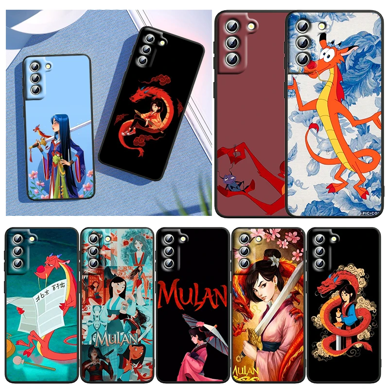 

Disney Mushu Mula For Samsung Galaxy S23 S22 S21 S20 FE Ultra Pro Lite S10 5G S10E S9 Plus Black Cover Phone Case