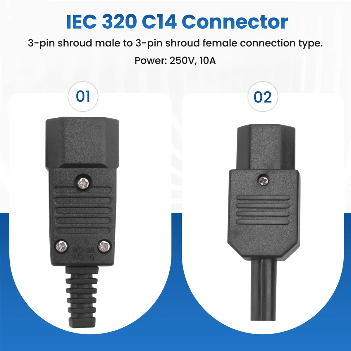 Фото 【A65I】 Разъем питания 250В 10А IEC 320: штекер C14 к гнезду C13 №5