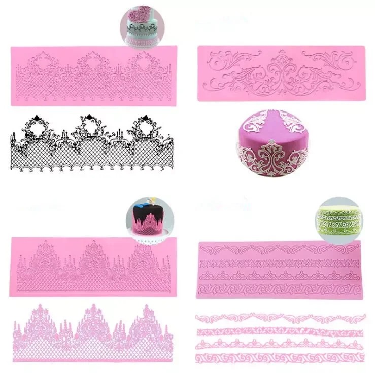 

Lace Silicone Cake Mold Embossed Mould Sugar Craft Fondant Mat Cake Decorating Baking Tool Wedding Birthday Cake Decor