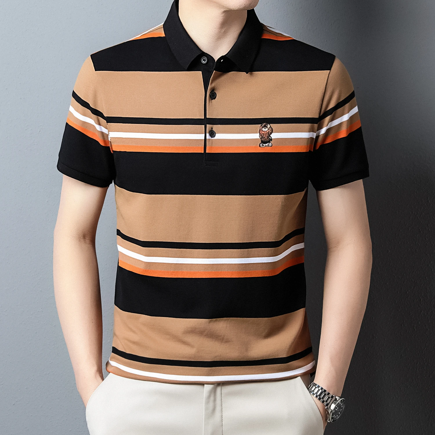96% Cotton Premium Button Polo Short Sleeve T-shirt 2023 Summer Korean Fashion Embroidery Clothing Golf Clothing Men's