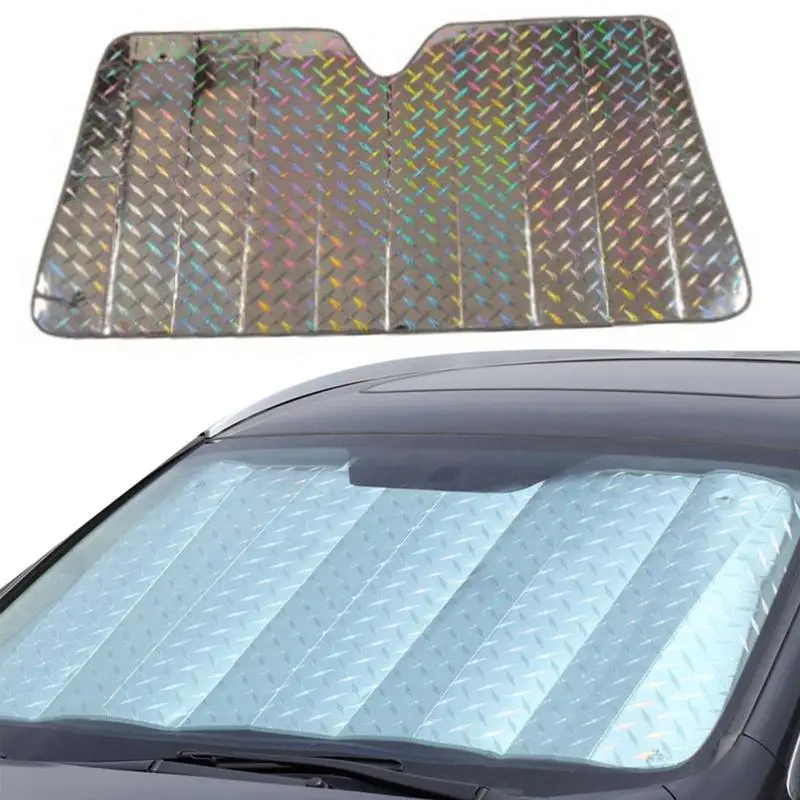 

Windshield Cover Sun Shade Accordion Folding Car Shade Front Windshield Windshield Sun Shade 5-Layer Iridescent Car Shades For