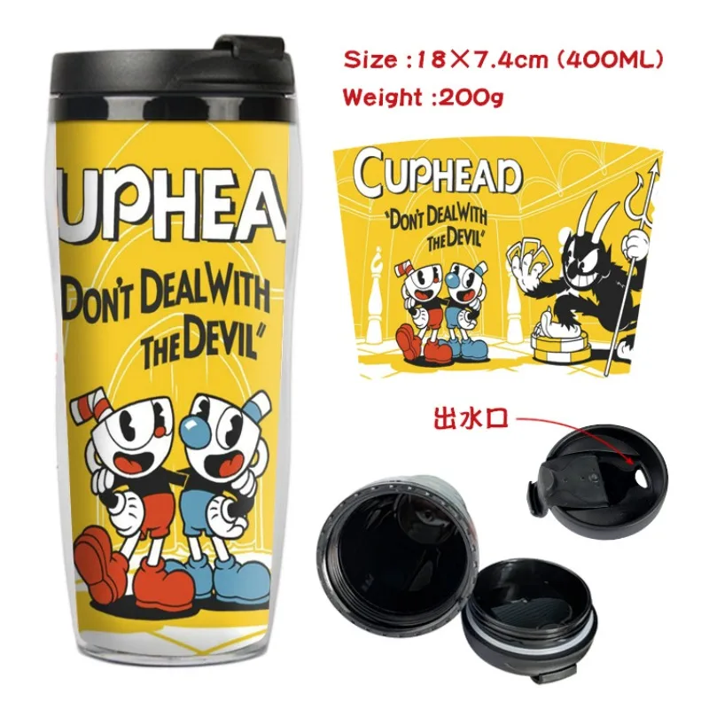 Фото Горячая распродажа: Милая бутылка для воды Cuphead в стиле аниме, мультяшная, для школы, спорта и активного отдыха, отличный подарок №4