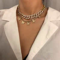 2022 new fashion chain cuba chain blingbling punk chain butterfly choker necklace charming women jewelry