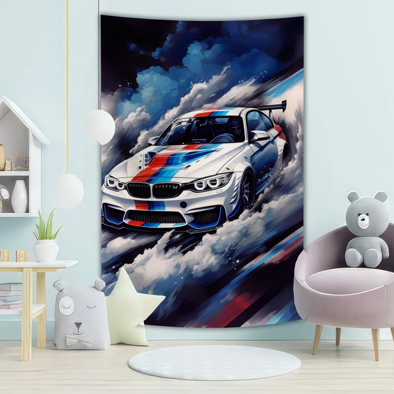 Аниме украшение для автомобиля фоновая лента флаг семейной спальни наружный