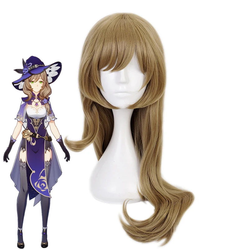 

Парик для косплея на Хэллоуин карнавал аниме девушка Genshin ударопрочный Лиза парик темно-коричневые длинные волосы