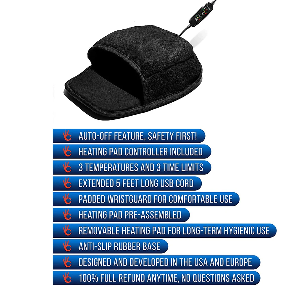 

Коврик для мыши с подогревом для рук и наручной защитой, плюшевые модные игровые коврики для мыши, практичные согревающие руки коврики для м...